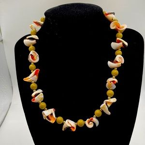 Cut Shell and Bead Necklace